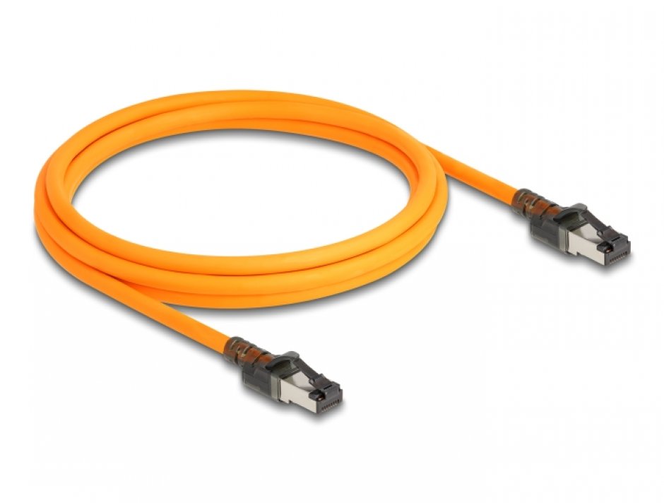 Imagine Cablu de retea RJ45 Cat.6A S/FTP T-T cu port finder Self Tracing USB-C 2m Orange, Delock 80408